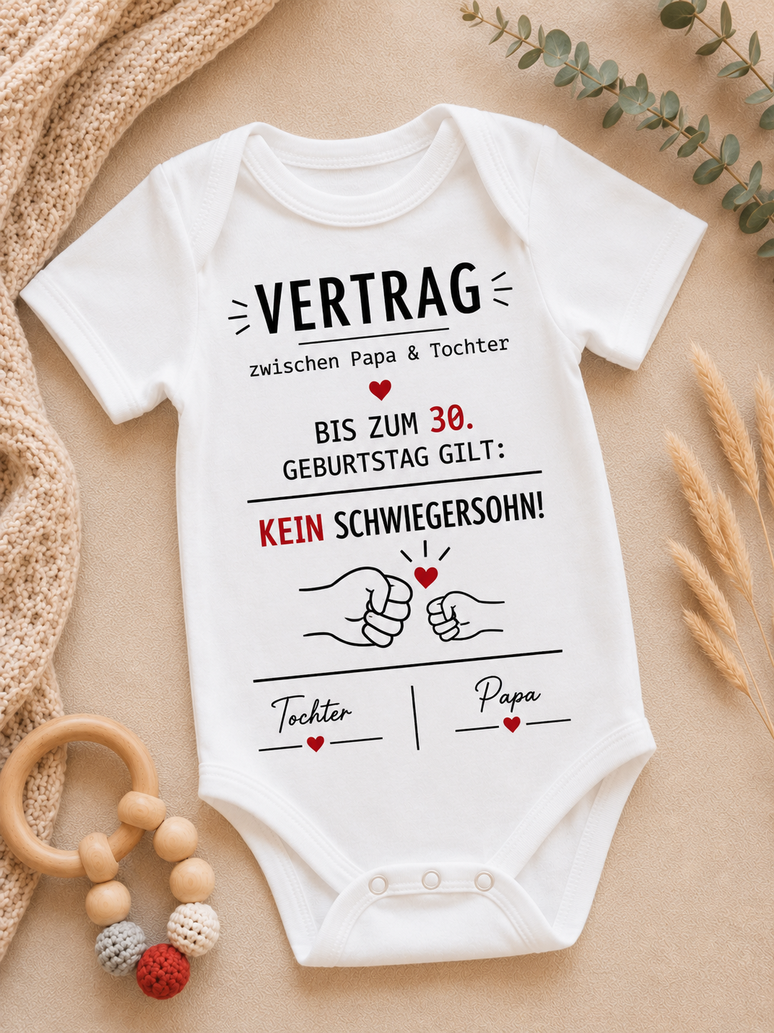 Personalisierter Babybody - Vertrag Papa/Tochter