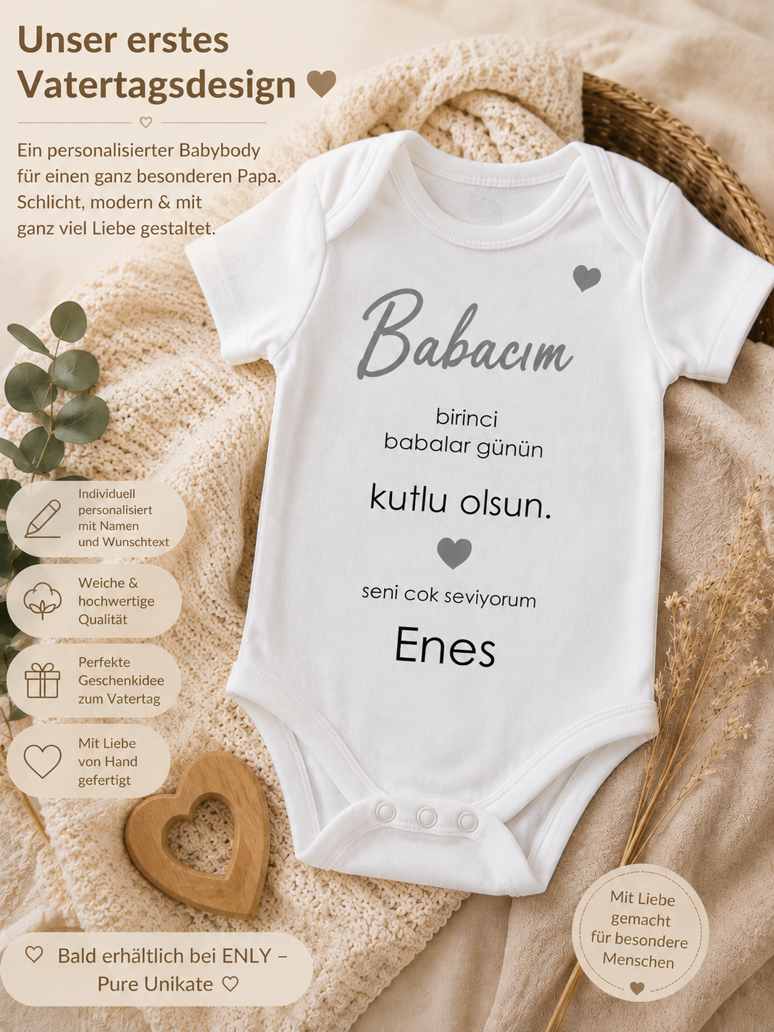 Personalisierter Babybody mit Namen – Geschenk zum Vatertag - TR
